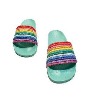 Lauren Lorraine Rainbow Glitter Slip On Slides